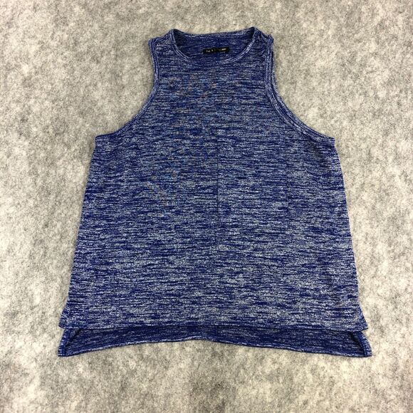 Rag & Bone Racerback Tank Womens Large Blue‎ Heather Round Neck Rayon Stretch - Picture 1 of 9